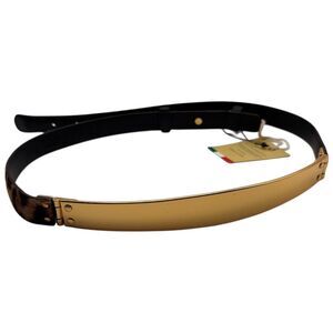Punto Fibbia Womens Sz M Leather Calf Hair Cheetah Belt Gold Plate NWT